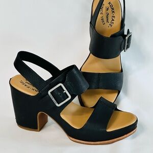 Kork-Ease 8 NWT Black Sandals San Carlos Chunky Heels Platform Buckle Korkease